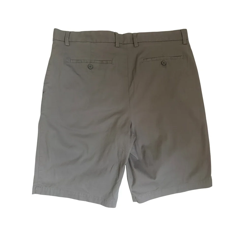 Banana Republic Emerson Short Mens 36 Gray Stretch Chino Flat Front Casual